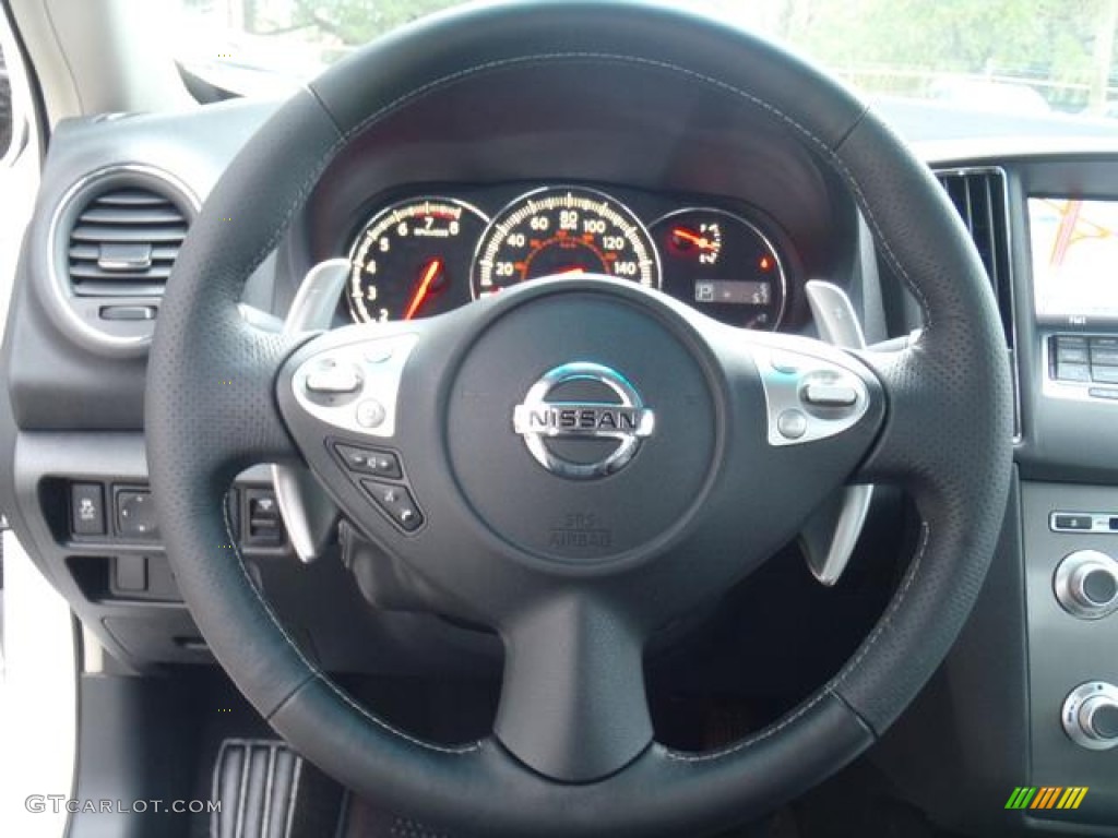 2012 Nissan Maxima 3.5 SV Sport Charcoal Steering Wheel Photo #57687620