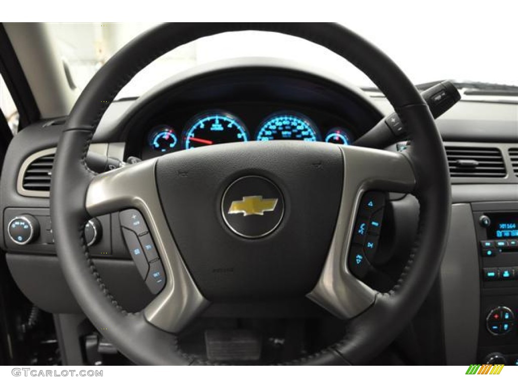2012 Chevrolet Silverado 1500 LTZ Extended Cab 4x4 Ebony Steering Wheel Photo #57688535