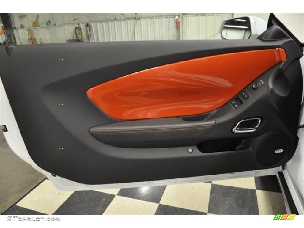 2012 Chevrolet Camaro LT Coupe Inferno Orange/Black Door Panel Photo #57688799