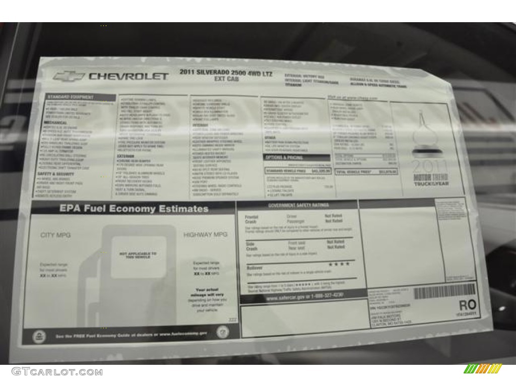 2011 Chevrolet Silverado 2500HD LTZ Extended Cab 4x4 Window Sticker Photo #57689750