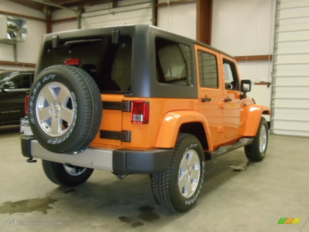 Crush Orange 2012 Jeep Wrangler Unlimited Sahara 4x4 Exterior Photo #57691025