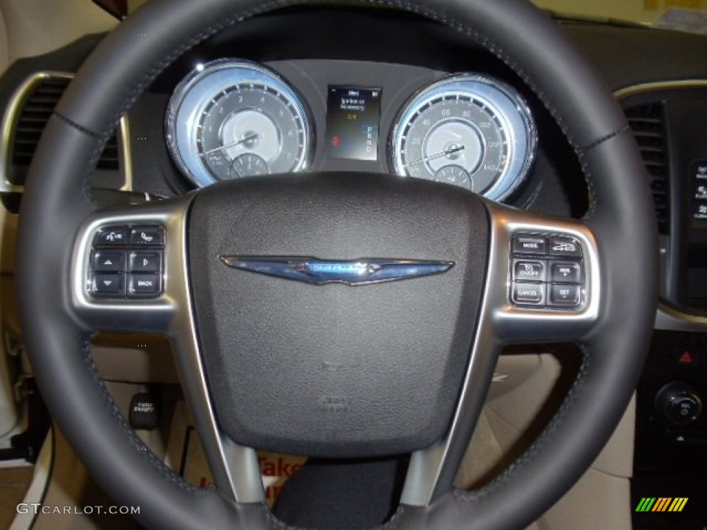 2012 Chrysler 300 Limited Black/Light Frost Beige Steering Wheel Photo #57691571