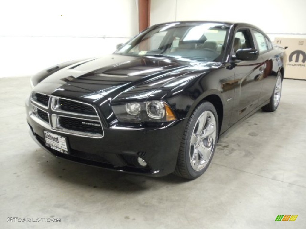 2012 Charger R/T - Pitch Black / Black/Light Frost Beige photo #1