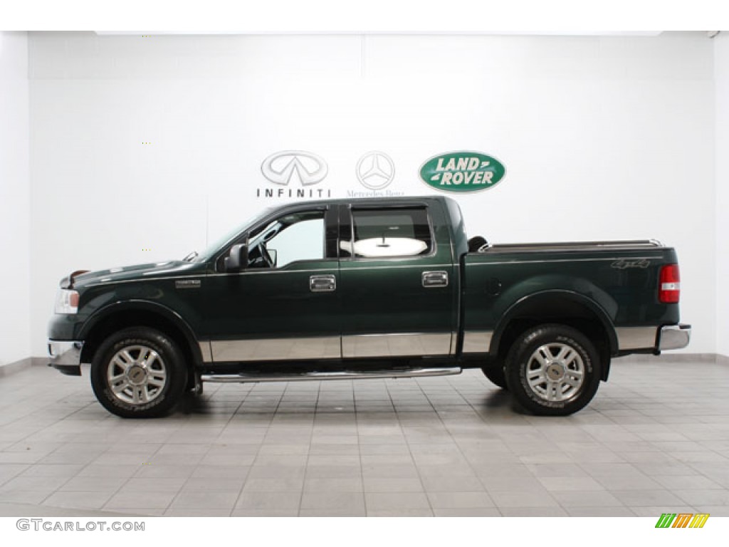 2004 F150 Lariat SuperCrew 4x4 - Aspen Green Metallic / Black photo #2