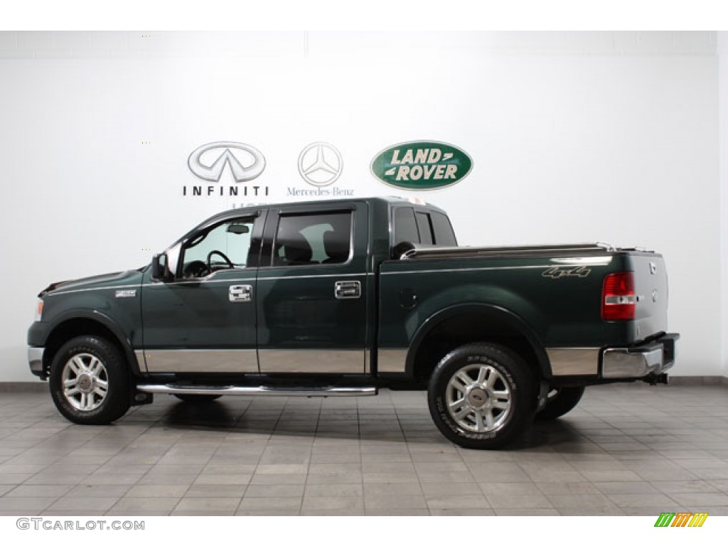 2004 F150 Lariat SuperCrew 4x4 - Aspen Green Metallic / Black photo #5