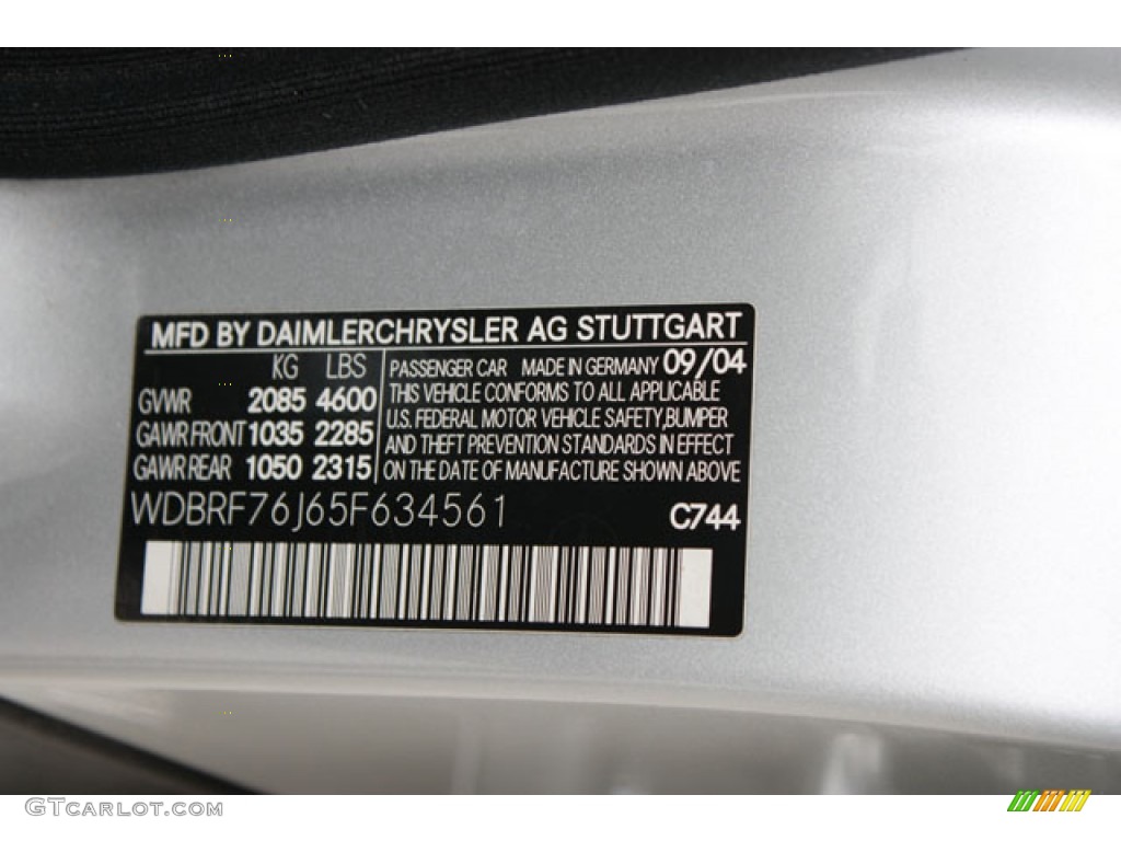 2005 Mercedes-Benz C 55 AMG Sedan Color Code Photos