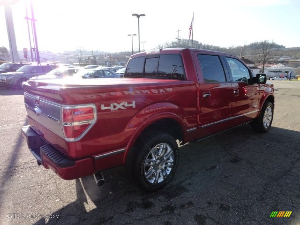 2011 F150 Platinum SuperCrew 4x4 - Red Candy Metallic / Sienna Brown/Black photo #4