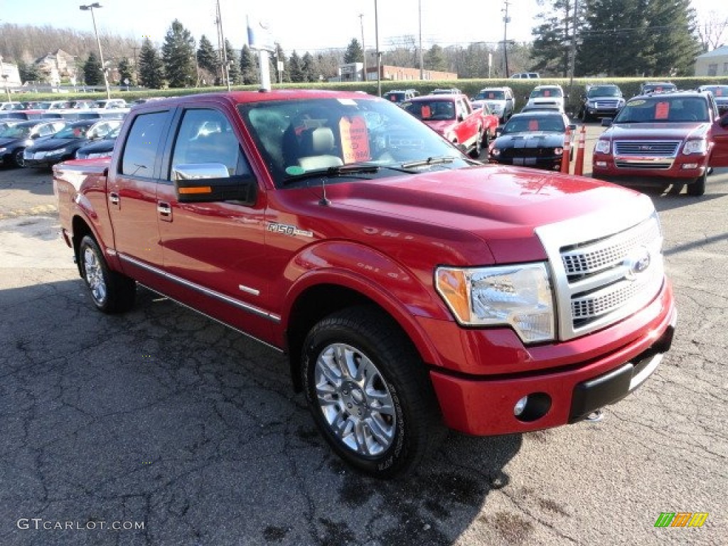 2011 F150 Platinum SuperCrew 4x4 - Red Candy Metallic / Sienna Brown/Black photo #6