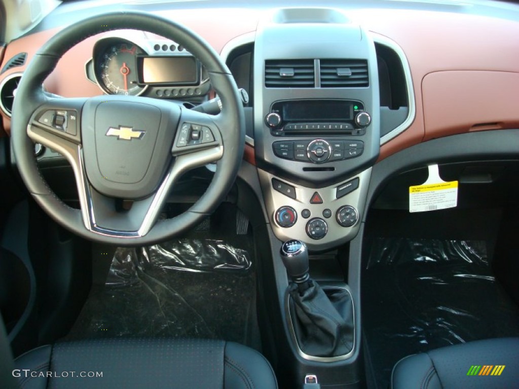 2012 Chevrolet Sonic LTZ Hatch Jet Black/Brick Dashboard Photo #57697676