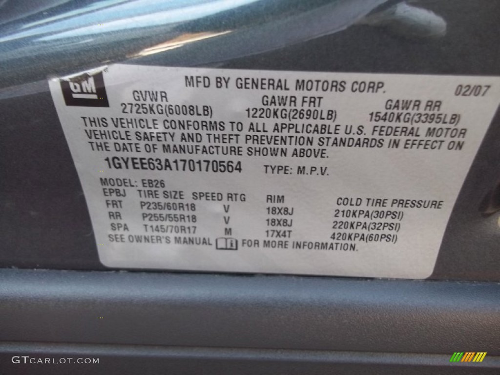2007 Cadillac SRX 4 V8 AWD Info Tag Photos