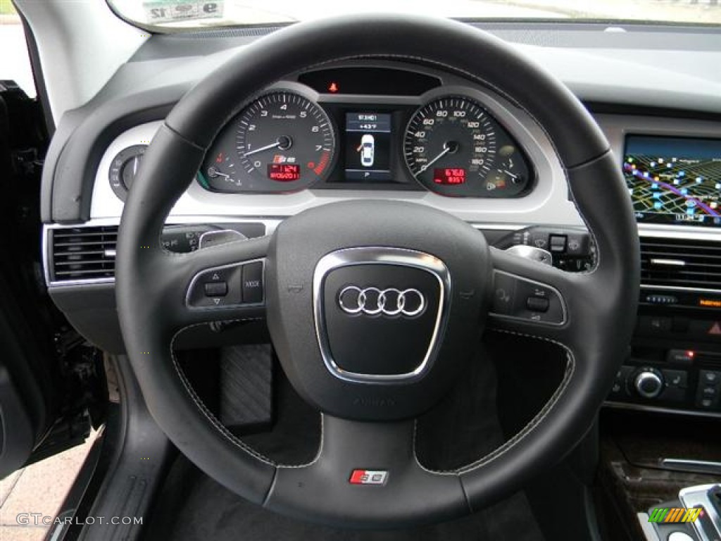 2011 Audi S6 5.2 FSI quattro Sedan Black Steering Wheel Photo #57704092