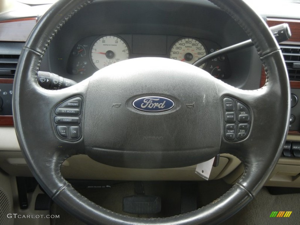 2006 Ford F350 Super Duty Lariat Crew Cab Dually Tan Steering Wheel Photo #57711301