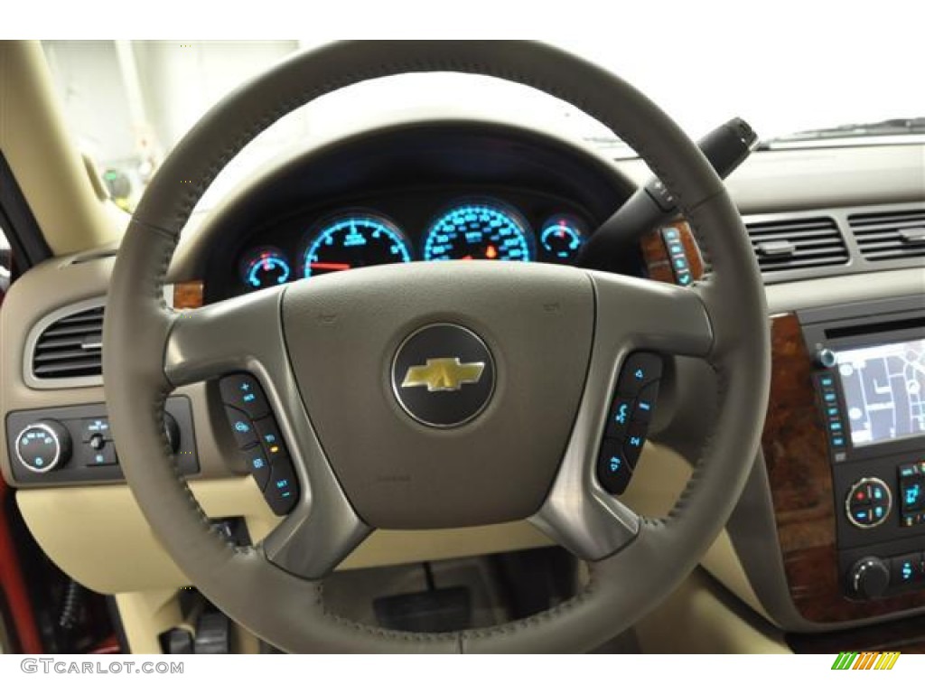 2012 Chevrolet Tahoe LTZ 4x4 Light Cashmere/Dark Cashmere Steering Wheel Photo #57714374
