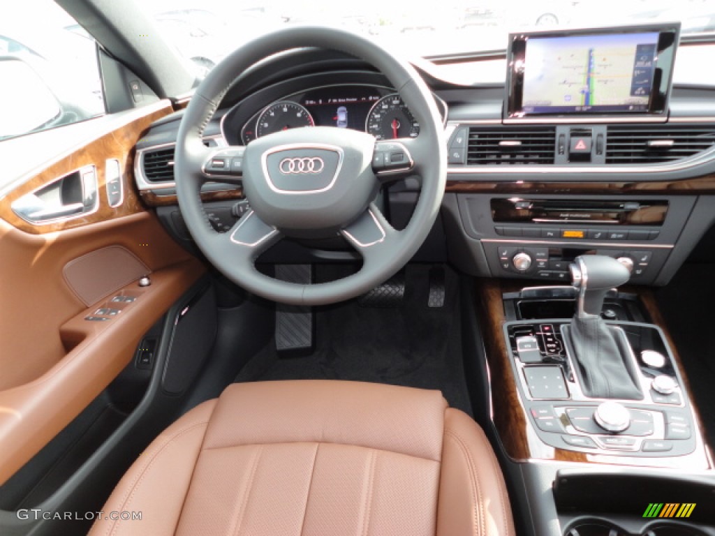 2012 Audi A7 3.0T quattro Prestige Nougat Brown Dashboard Photo #57715955