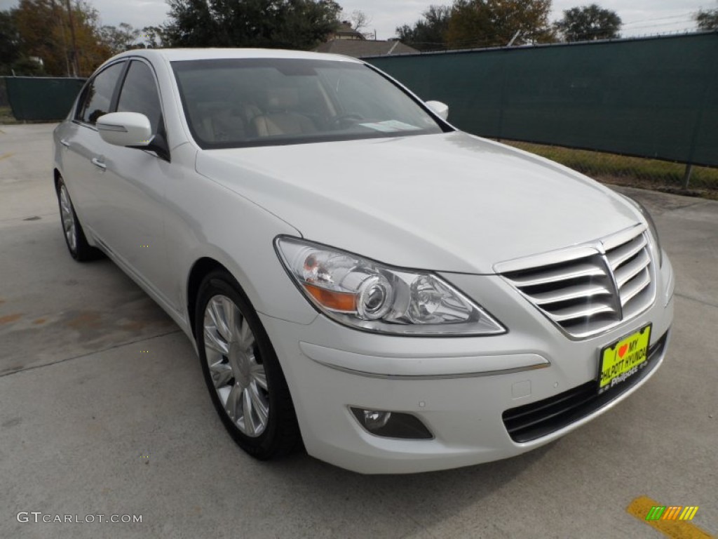 2009 Genesis 3.8 Sedan - White Satin Pearl / Beige photo #1