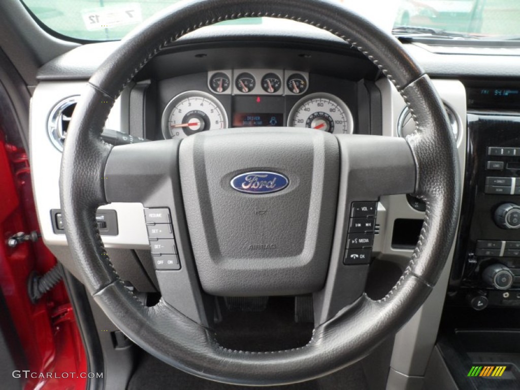 2009 Ford F150 FX4 SuperCrew 4x4 Black/Medium Stone Steering Wheel Photo #57723773