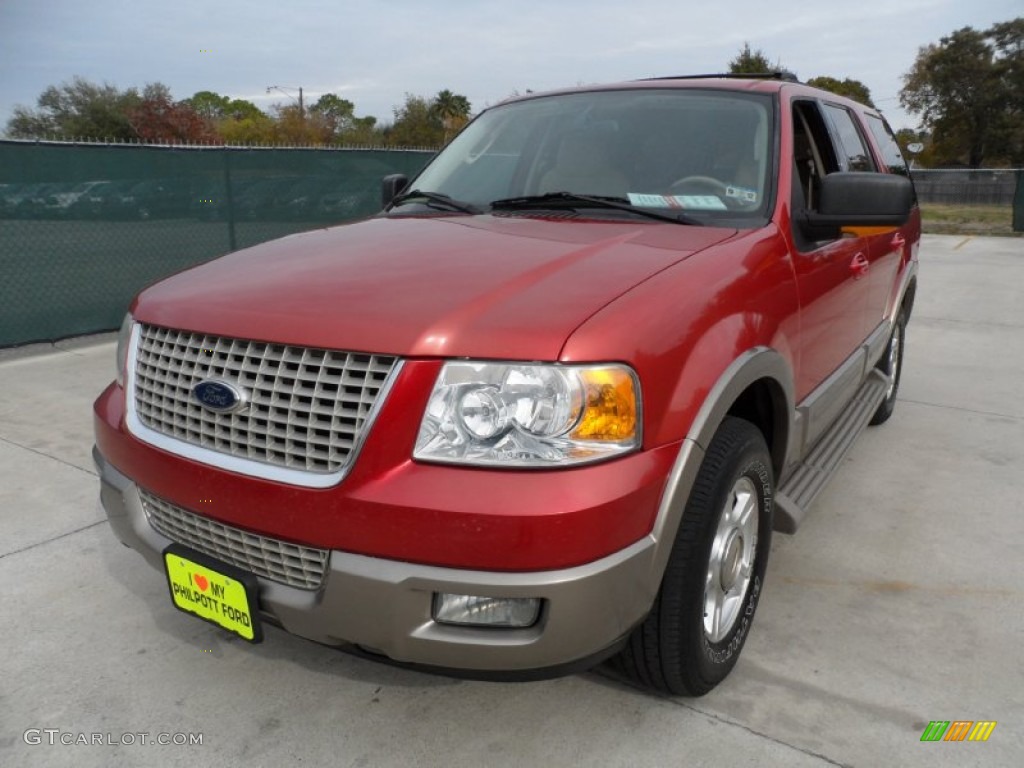 2003 Expedition Eddie Bauer - Laser Red Tinted Metallic / Medium Parchment photo #7