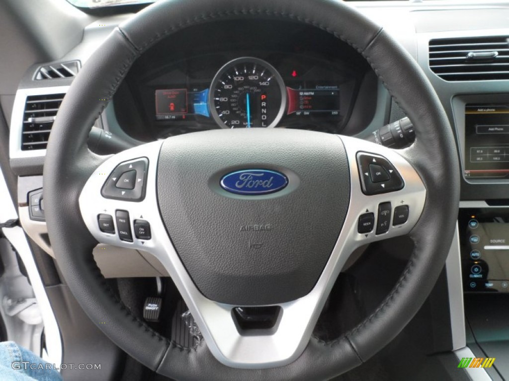 2012 Ford Explorer Limited EcoBoost Medium Light Stone Steering Wheel Photo #57726362