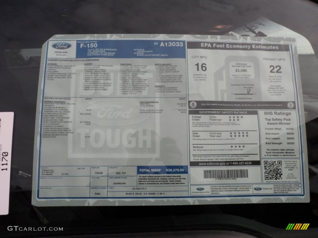 2012 Ford F150 FX2 SuperCrew Window Sticker Photo #57726737