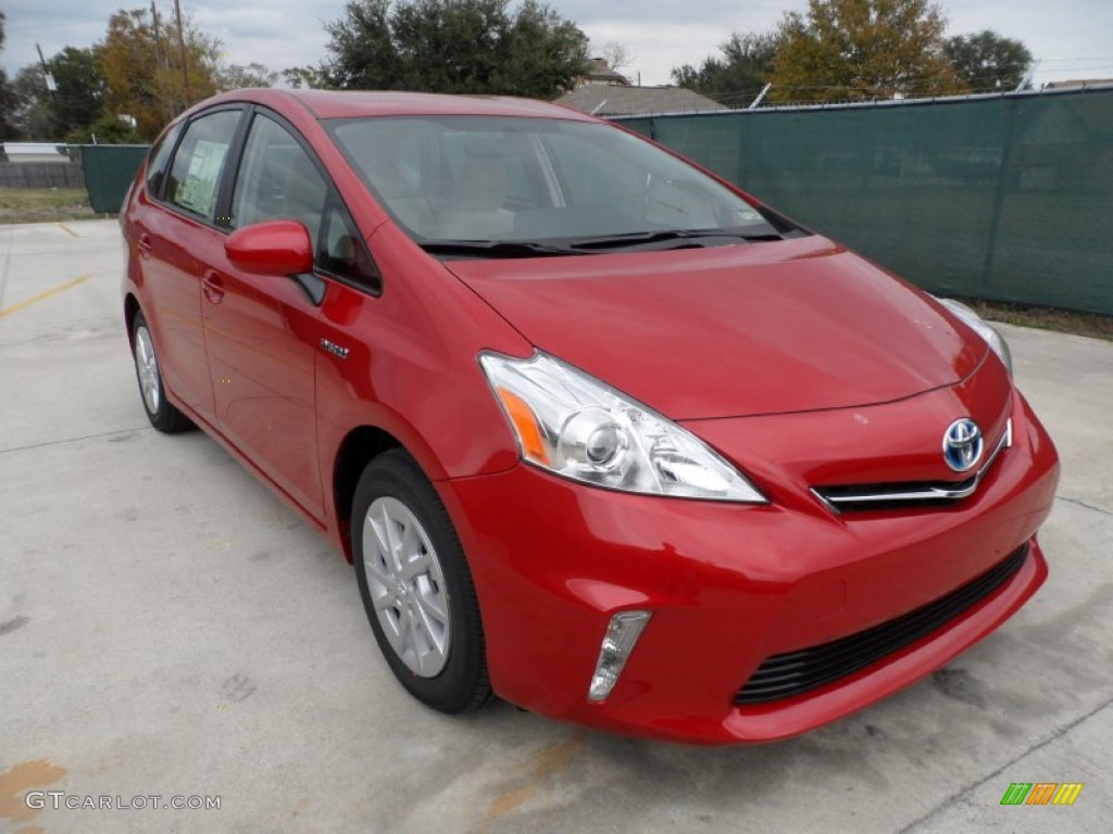 2012 Prius v Three Hybrid - Barcelona Red Metallic / Bisque photo #1