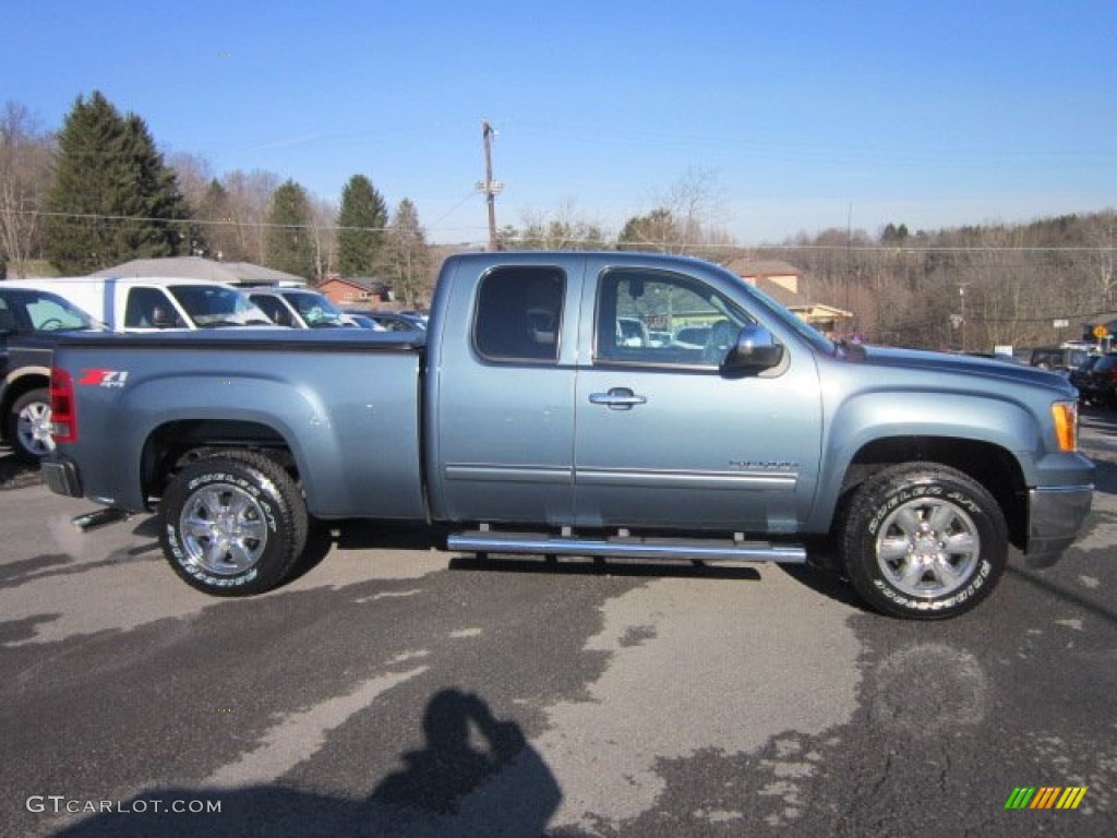 2012 Sierra 1500 SLE Extended Cab 4x4 - Stealth Gray Metallic / Ebony photo #7