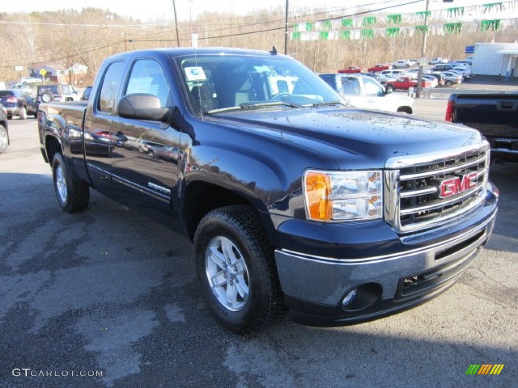 2012 Sierra 1500 SLE Extended Cab 4x4 - Midnight Blue Metallic / Ebony photo #1