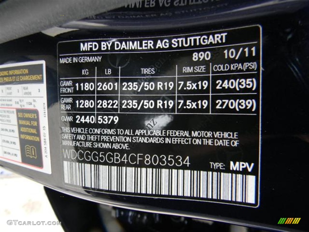 2012 GLK Color Code 890 for Lunar Blue Metallic Photo #57728843