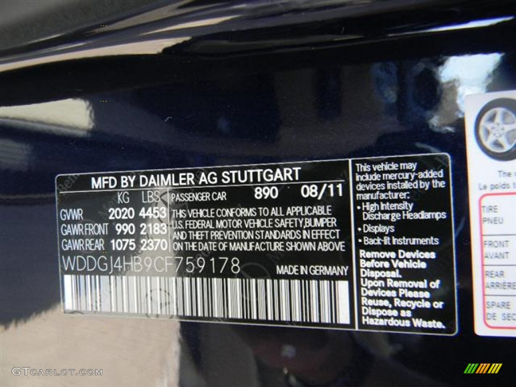 2012 C Color Code 890 for Lunar Blue Metallic Photo #57731255