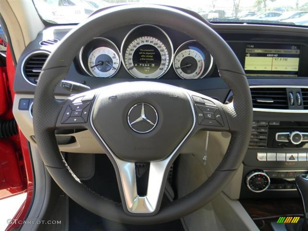 2012 Mercedes-Benz C 250 Coupe Almond Beige/Mocha Steering Wheel Photo #57731540