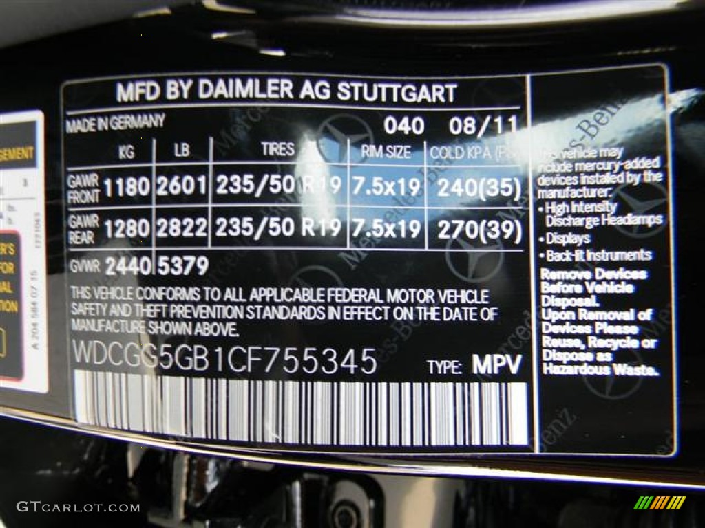 2012 GLK Color Code 040 for Black Photo #57731753