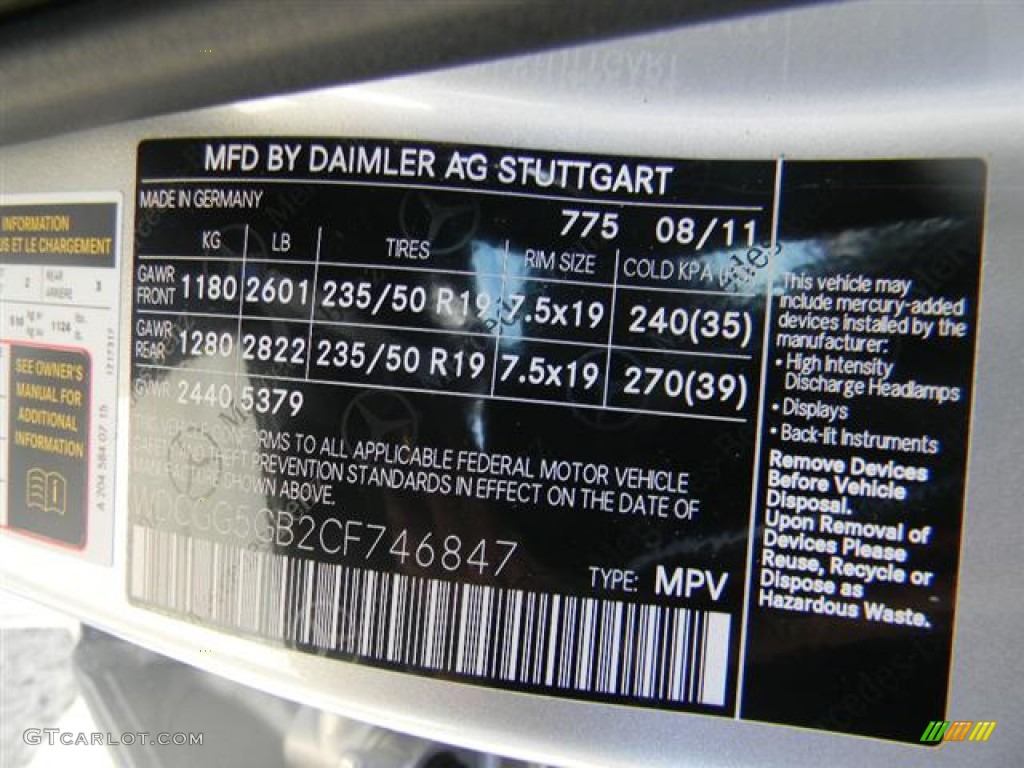 2012 GLK Color Code 775 for Iridium Silver Metallic Photo #57732653