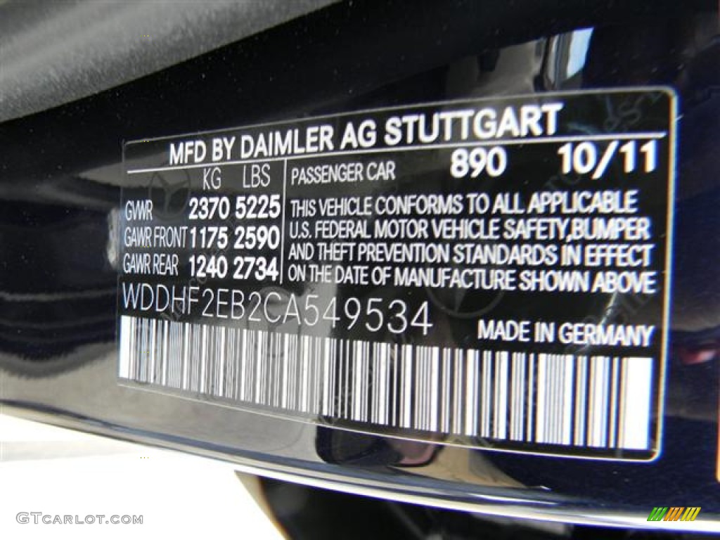 2012 E Color Code 890 for Lunar Blue Metallic Photo #57739434