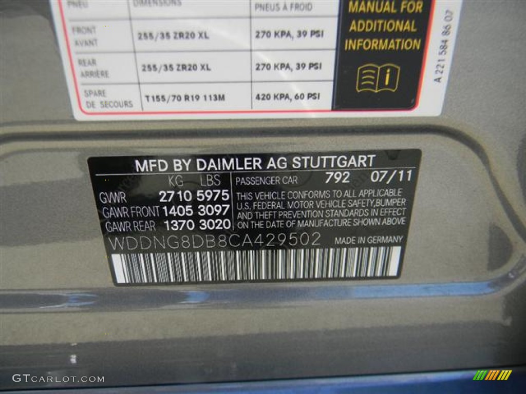 2012 S Color Code 792 for Paladium Silver Metallic Photo #57743108