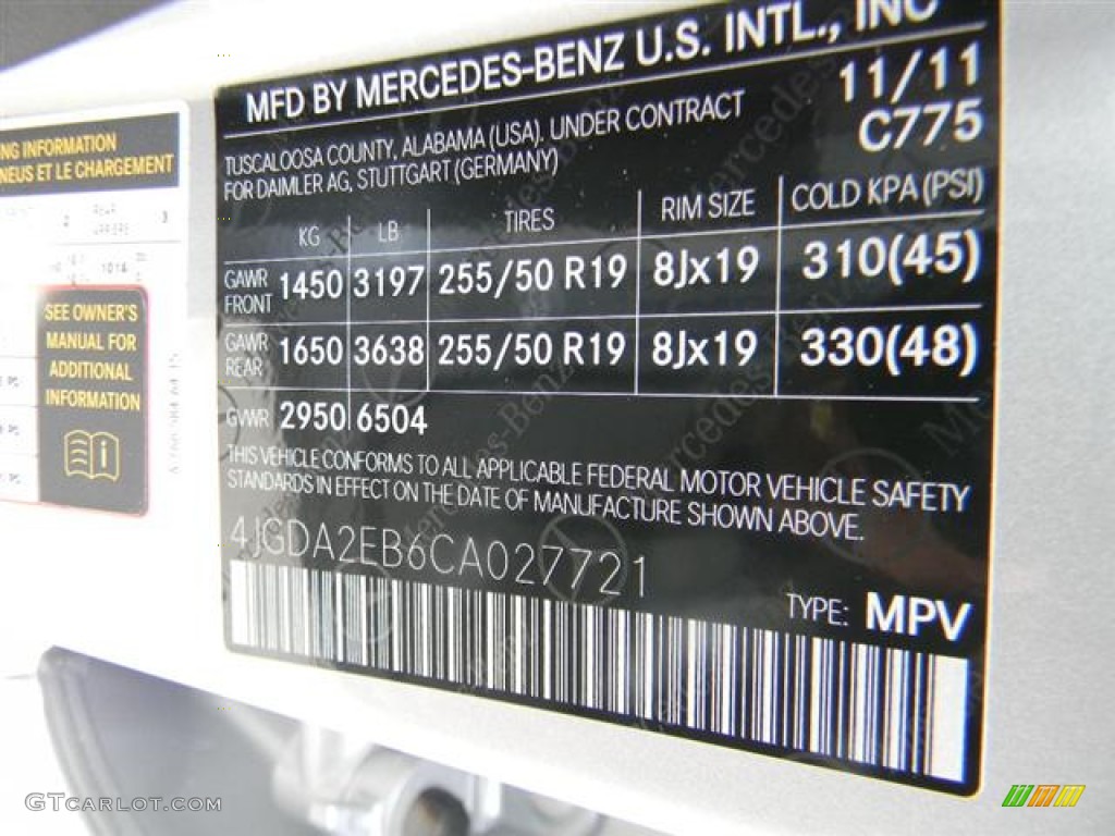 2012 ML Color Code 775 for Iridium Silver Metallic Photo #57744530