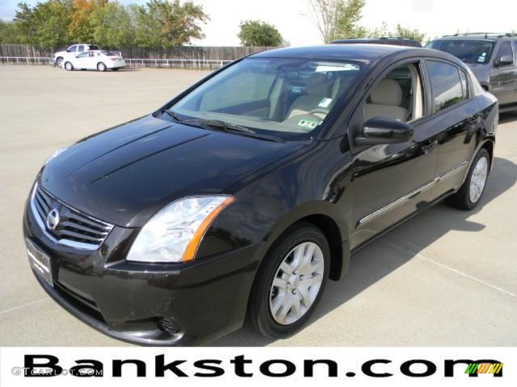 2010 Sentra 2.0 S - Super Black / Beige photo #1