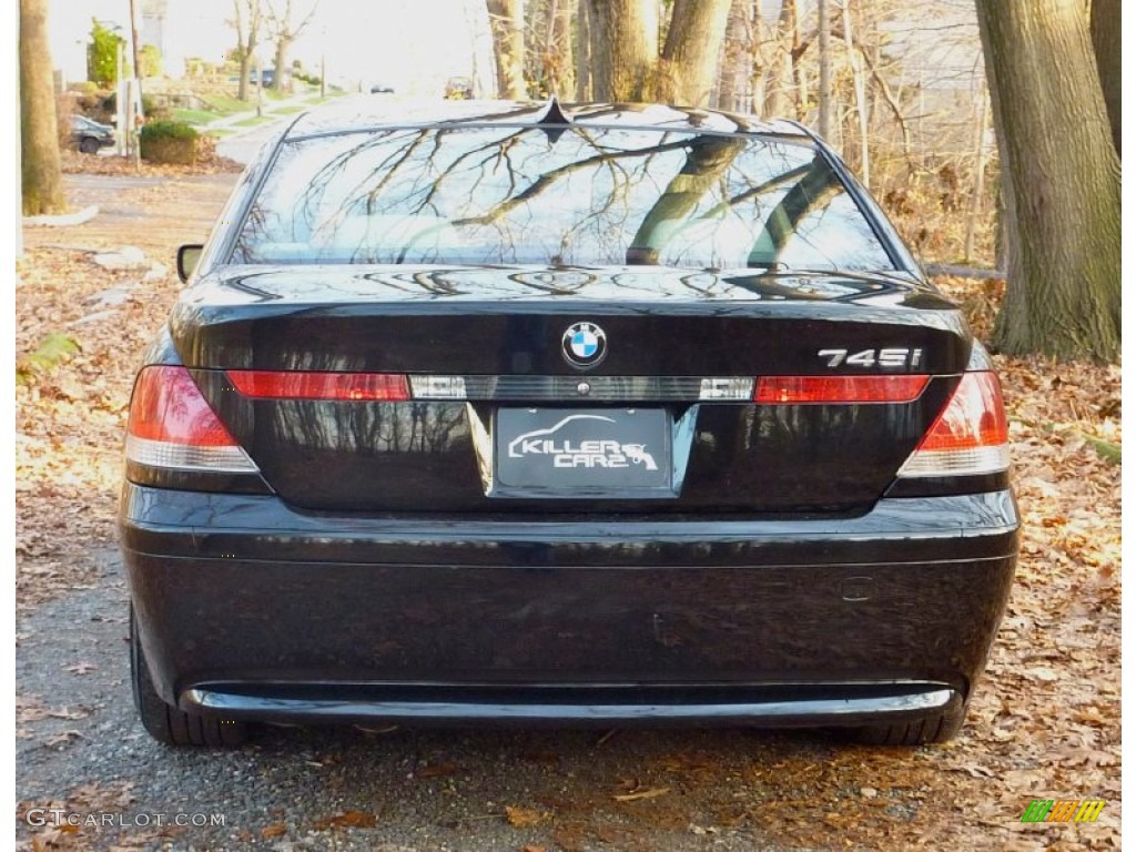 2004 7 Series 745i Sedan - Black Sapphire Metallic / Black/Creme Beige photo #6