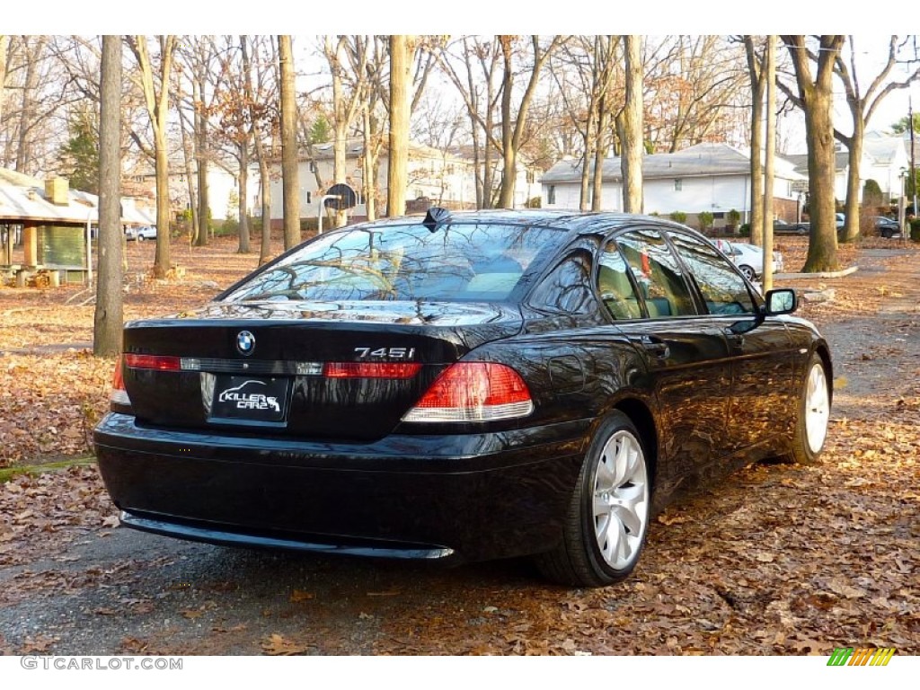 2004 7 Series 745i Sedan - Black Sapphire Metallic / Black/Creme Beige photo #7