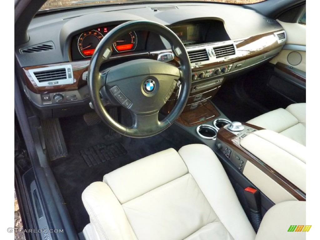 Black/Creme Beige Interior 2004 BMW 7 Series 745i Sedan Photo #57755120