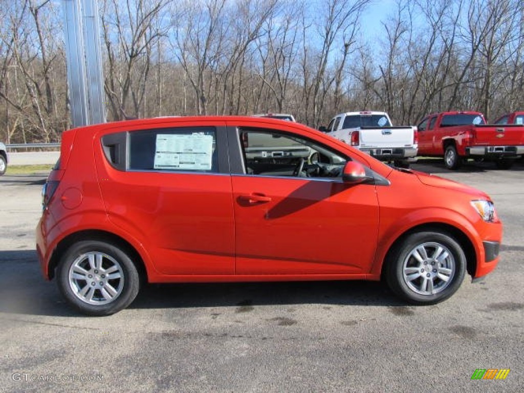 Inferno Orange Metallic 2012 Chevrolet Sonic LT Hatch Exterior Photo #57755489