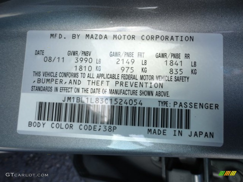 2012 MAZDA3 Color Code 38P for Liquid Silver Metallic Photo #57758804