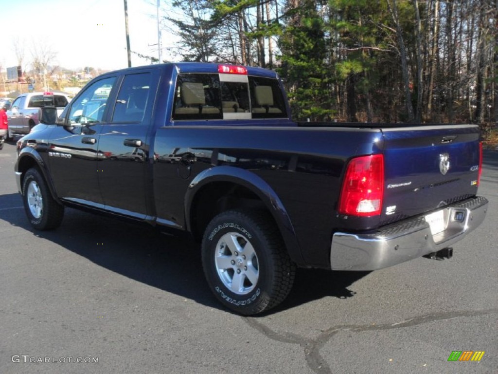 2012 Ram 1500 SLT Quad Cab 4x4 - True Blue Pearl / Light Pebble Beige/Bark Brown photo #2