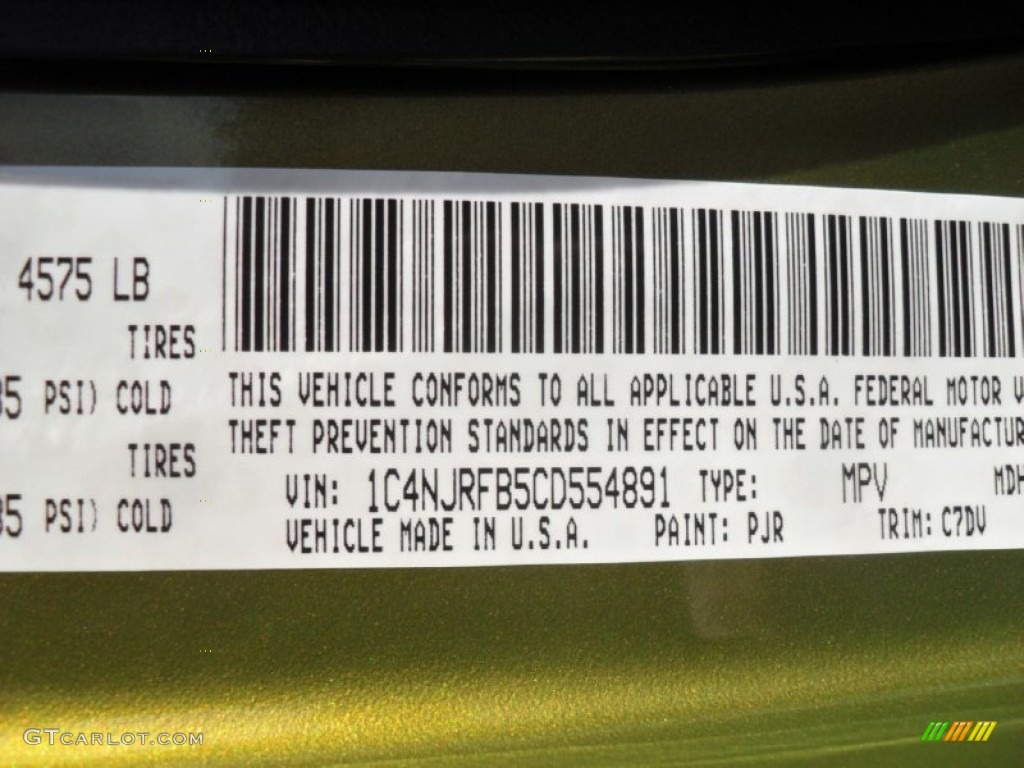 2012 Patriot Color Code PJR for Rescue Green Metallic Photo #57764658