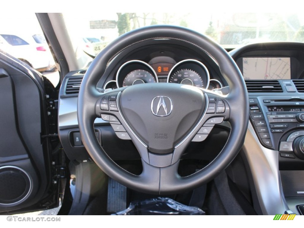 2011 Acura TL 3.7 SH-AWD Technology Ebony Black Steering Wheel Photo #57765444