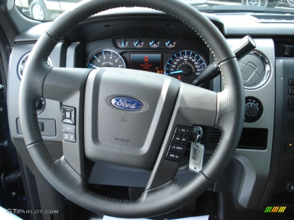 2012 Ford F150 XLT SuperCrew 4x4 Steel Gray Steering Wheel Photo #57775158