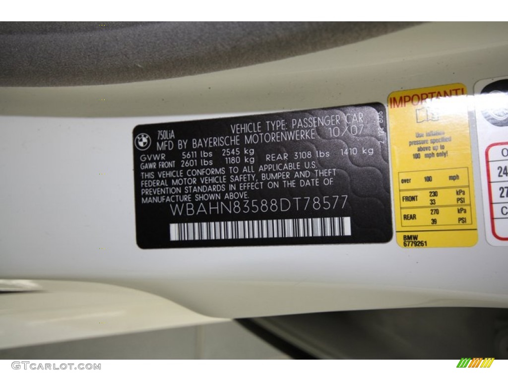 2008 7 Series 750Li Sedan - Alpine White / Flannel Grey photo #10
