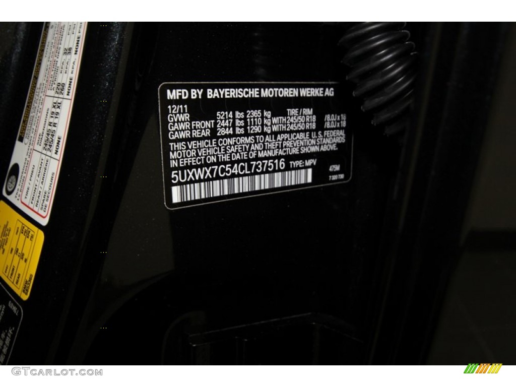 2012 X3 xDrive 35i - Black Sapphire Metallic / Black photo #8