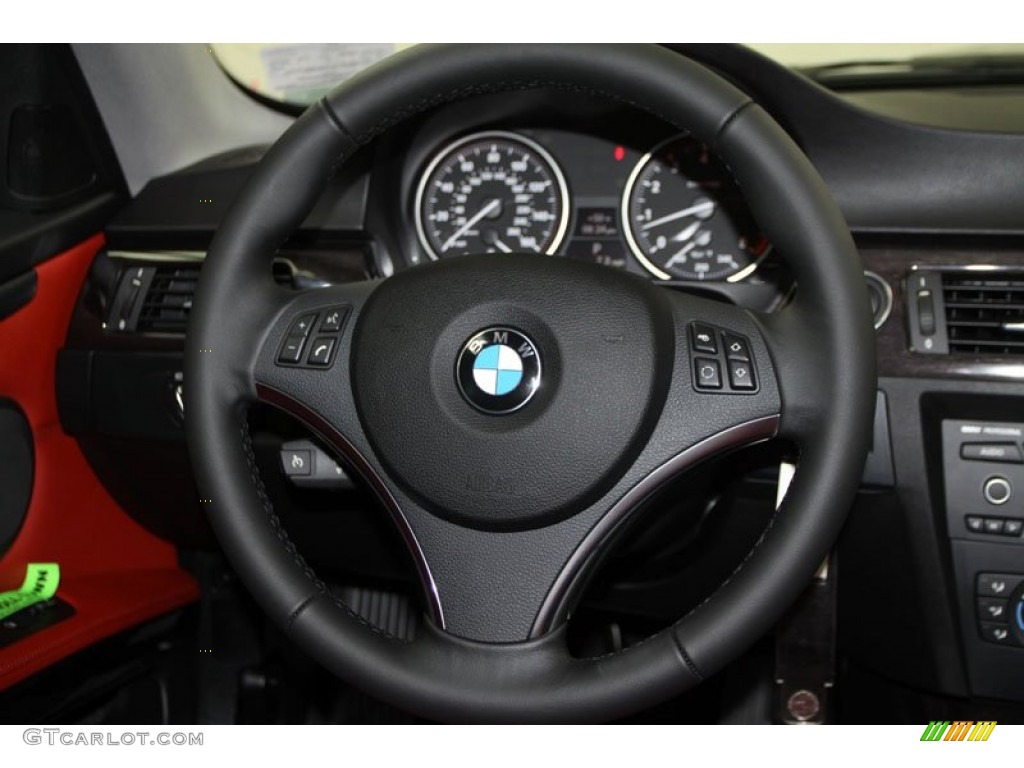 2012 3 Series 328i Coupe - Black Sapphire Metallic / Coral Red/Black photo #16