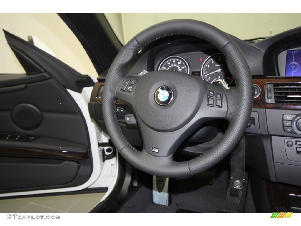 2012 BMW 3 Series 335i Convertible Black Steering Wheel Photo #57778257