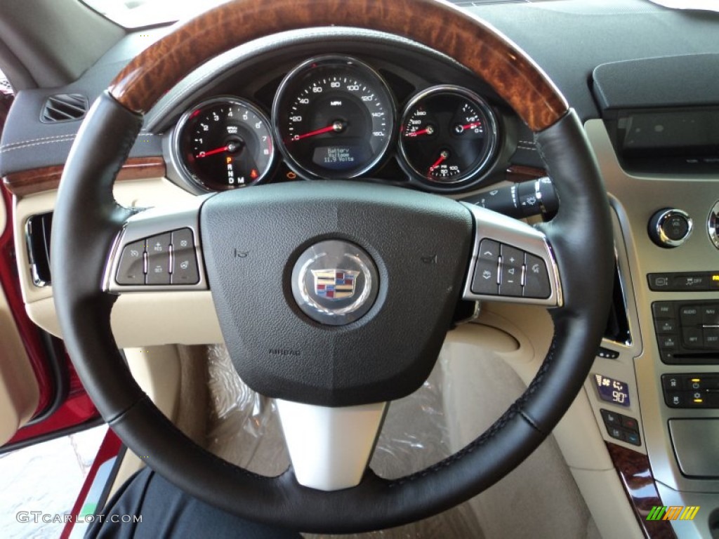 2012 Cadillac CTS Coupe Cashmere/Cocoa Steering Wheel Photo #57784165
