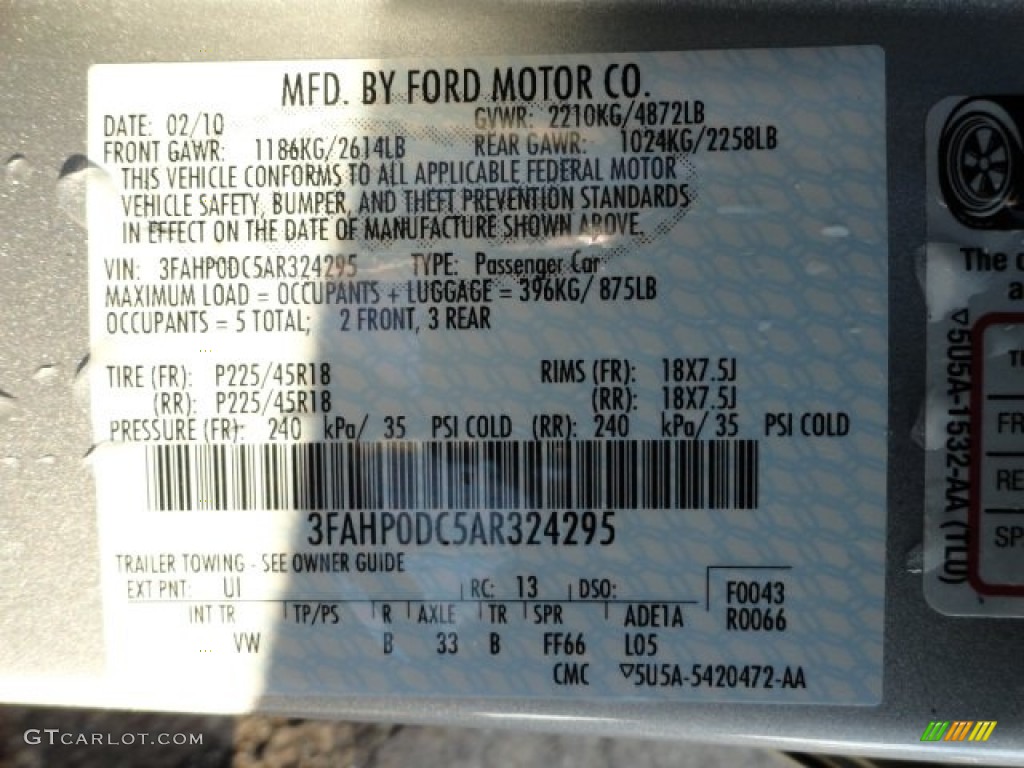 2010 Fusion Sport AWD - Brilliant Silver Metallic / Charcoal Black/Sport Black photo #16